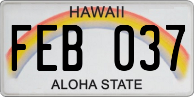 HI license plate FEB037