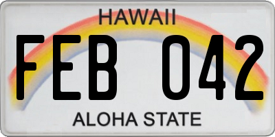 HI license plate FEB042
