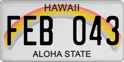 HI license plate FEB043