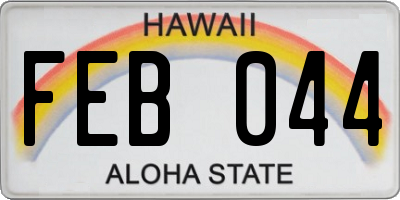 HI license plate FEB044