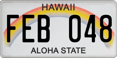 HI license plate FEB048