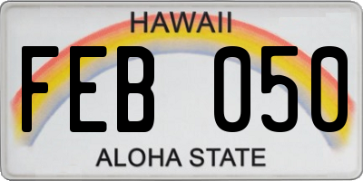 HI license plate FEB050