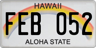 HI license plate FEB052