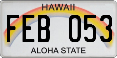 HI license plate FEB053
