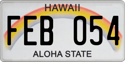 HI license plate FEB054