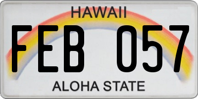 HI license plate FEB057