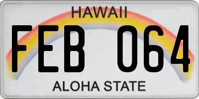 HI license plate FEB064
