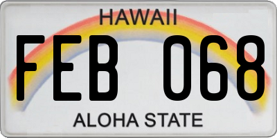 HI license plate FEB068
