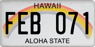 HI license plate FEB071