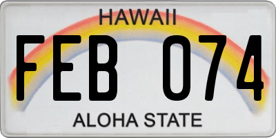 HI license plate FEB074