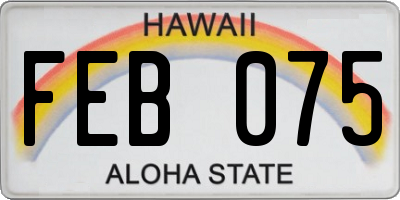 HI license plate FEB075