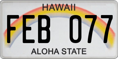 HI license plate FEB077