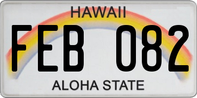HI license plate FEB082
