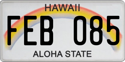 HI license plate FEB085
