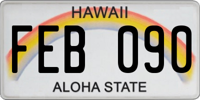 HI license plate FEB090