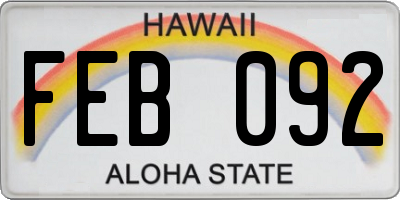 HI license plate FEB092