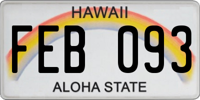 HI license plate FEB093