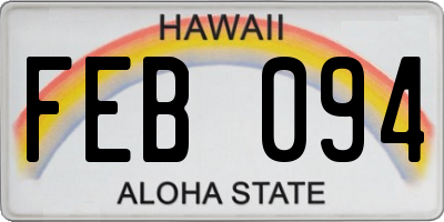 HI license plate FEB094