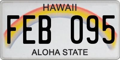 HI license plate FEB095