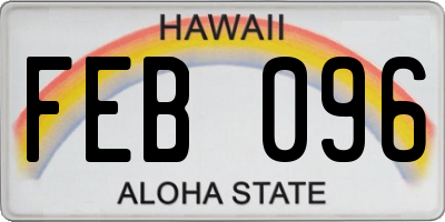 HI license plate FEB096