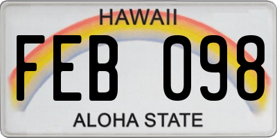 HI license plate FEB098
