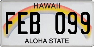 HI license plate FEB099