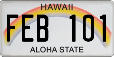 HI license plate FEB101
