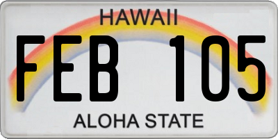 HI license plate FEB105