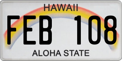 HI license plate FEB108