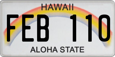 HI license plate FEB110
