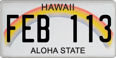 HI license plate FEB113