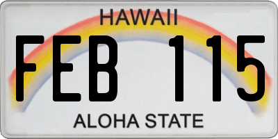 HI license plate FEB115