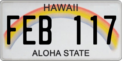 HI license plate FEB117