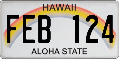 HI license plate FEB124