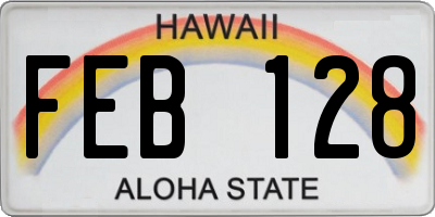 HI license plate FEB128