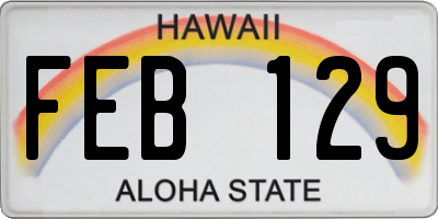HI license plate FEB129