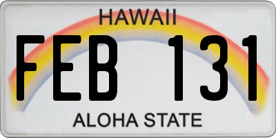 HI license plate FEB131