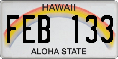 HI license plate FEB133