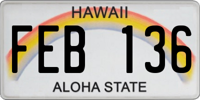 HI license plate FEB136