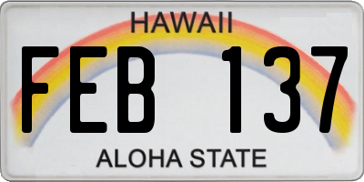 HI license plate FEB137