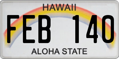 HI license plate FEB140