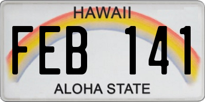 HI license plate FEB141