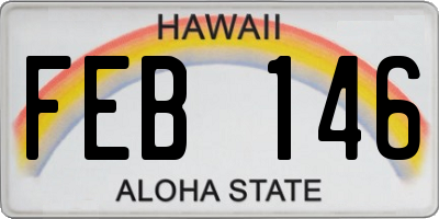 HI license plate FEB146