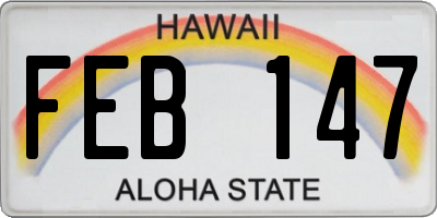 HI license plate FEB147