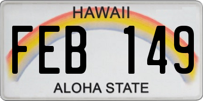 HI license plate FEB149