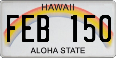 HI license plate FEB150