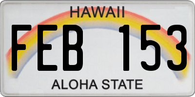 HI license plate FEB153