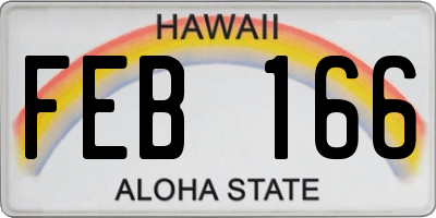 HI license plate FEB166