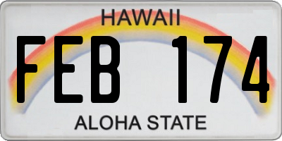 HI license plate FEB174
