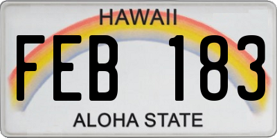 HI license plate FEB183